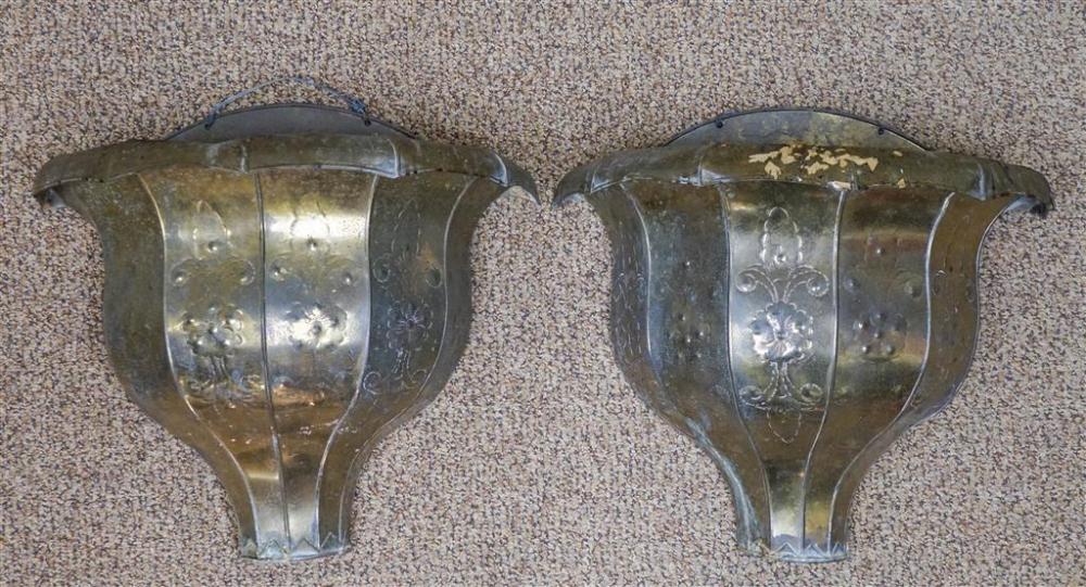 PAIR BRASS FINISH WALL POCKETS,