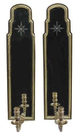 (PAIR) BRASS FRAMED MIRROR CANDLE