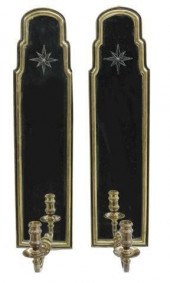 (PAIR) BRASS FRAMED MIRROR CAN