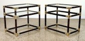 PAIR BRASS GLASS SIDE TABLES M