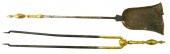 PAIR BRASS HANDLED FIRE TOOLS,