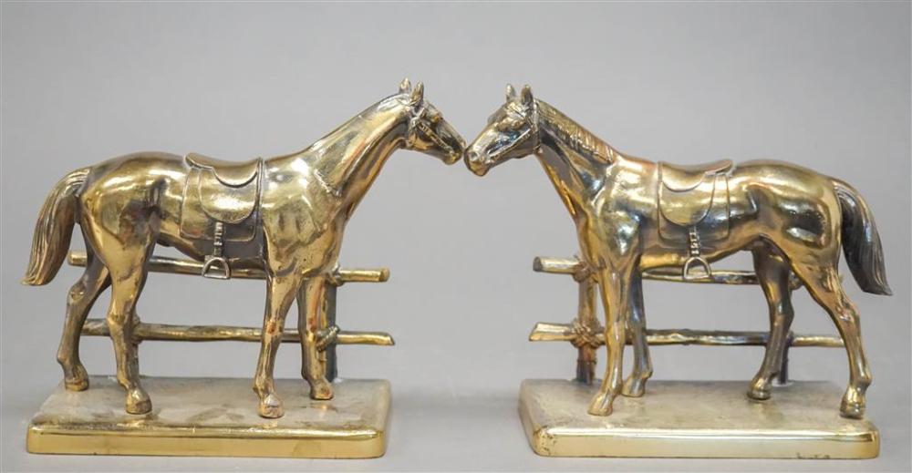 PAIR BRASS HORSE-FORM