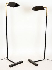 PAIR BRASS IRON FLOOR LAMPS MA