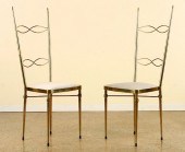 PAIR BRASS ITALIAN SIDE CHAIRS