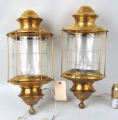 PAIR BRASS LANTERNS, JOAN CRAW