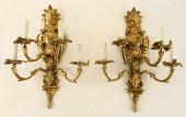 PAIR BRASS LOUIS XV STYLE FOUR