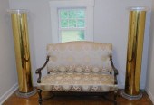 PAIR BRASS & LUCITE FLOOR LAMP