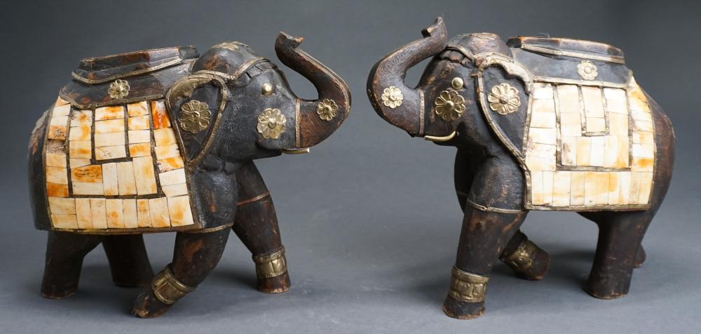 PAIR BRASS MOUNTED CARVED WOOD