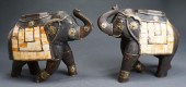 PAIR BRASS MOUNTED CARVED WOOD