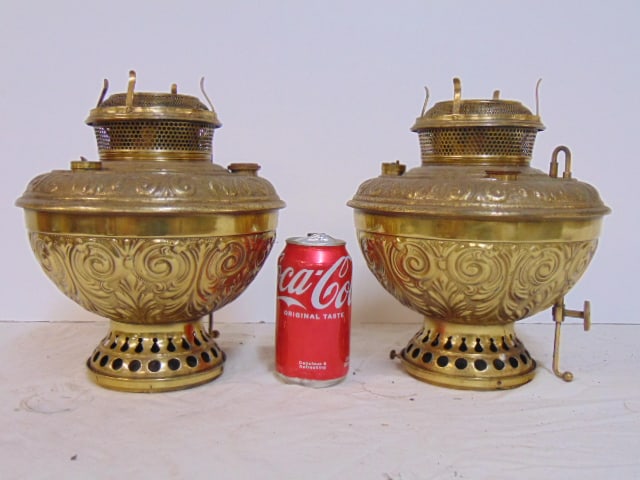 PAIR BRASS OIL LAMP BASES BY