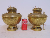 PAIR BRASS OIL LAMP BASES BY B