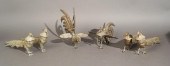 PAIR BRASS ROOSTER AND TWO PAI