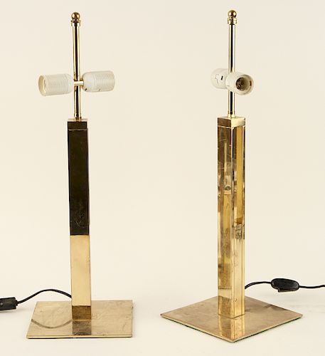 PAIR BRASS TABLE LAMPS CIRCA