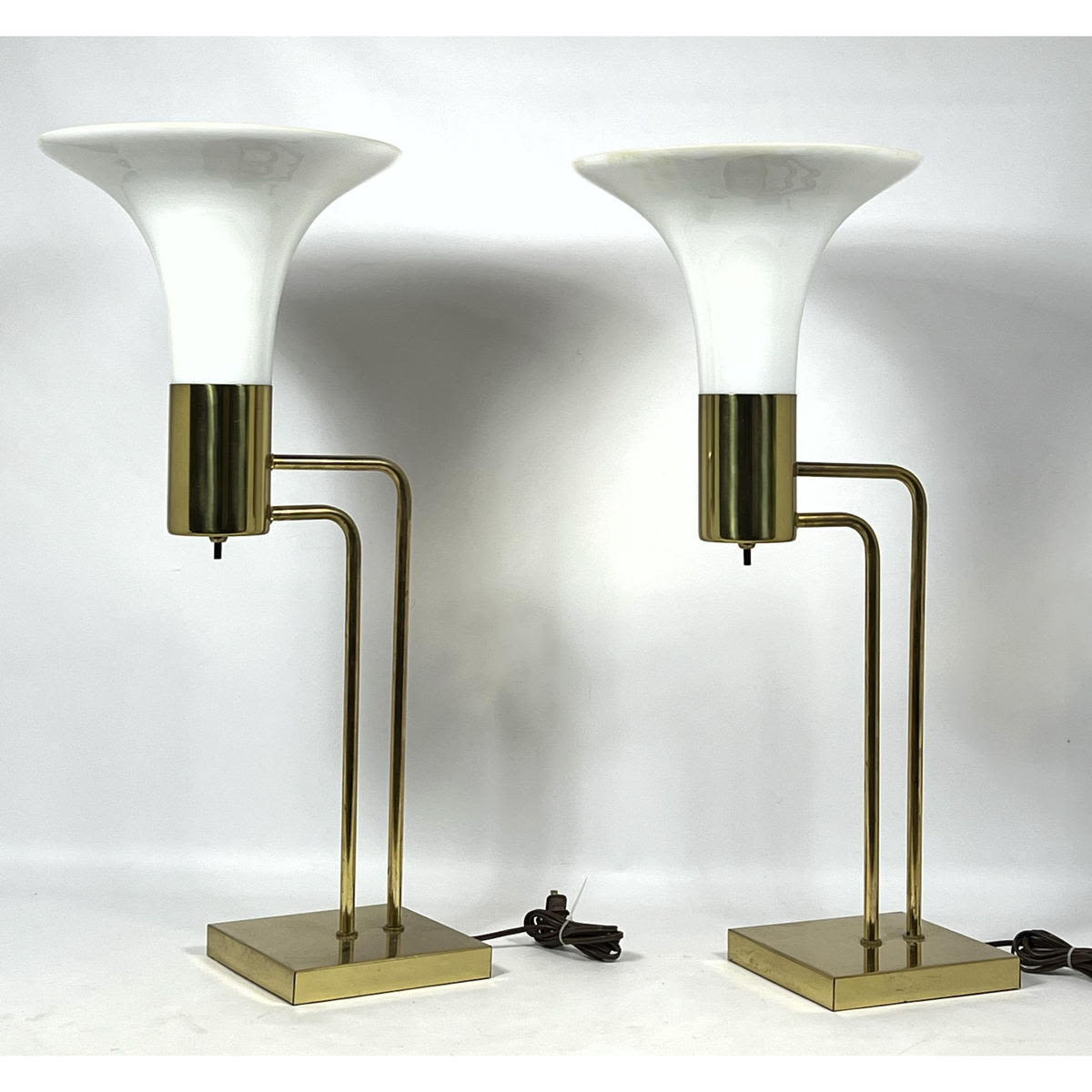 Pair Brass Table Torchiere Lamps.