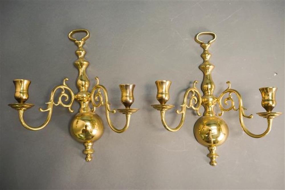 PAIR BRASS TWO-LIGHT SCONCESPair