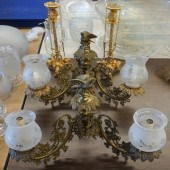 PAIR BRASS TWO-LIGHT WALL SCON