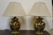 PAIR BRASS URN-FORM CANISTER S