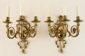 PAIR BRASS VICTORIAN 3-LIGHT W