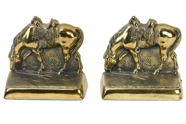 PAIR BRASS WESTERN SADDLE HORSE
