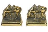 PAIR BRASS WESTERN SADDLE HORS