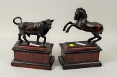 PAIR BRONZE ANIMAL FORM BOOKEN