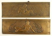 PAIR BRONZE ART NOUVEAU PANELS