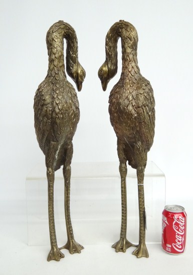 Pair bronze bird ornaments. 24''