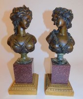 PAIR BRONZE BUSTS BY LVE ROBER