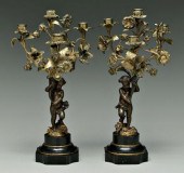 Pair bronze candelabra: each w