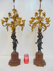 PAIR BRONZE CANDELABRA, FIGURA