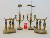 PAIR BRONZE CANDELABRA & PAIR