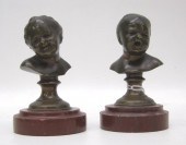 PAIR BRONZE CHILD BUST SCULPTU