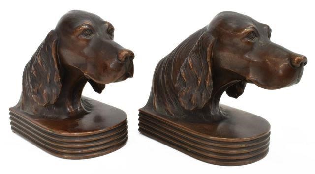 (PAIR) BRONZE DOG HEAD