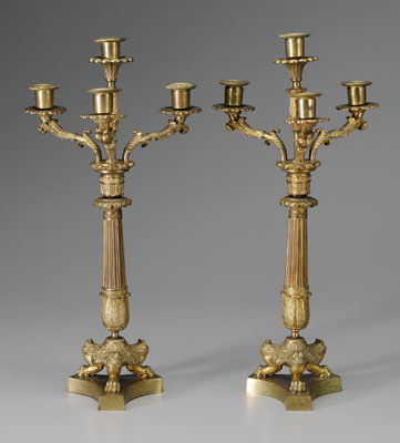 Pair bronze doré candelabrum: