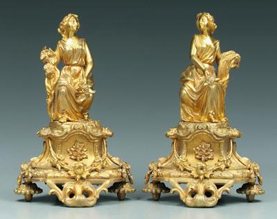 Pair bronze doré figures: one
