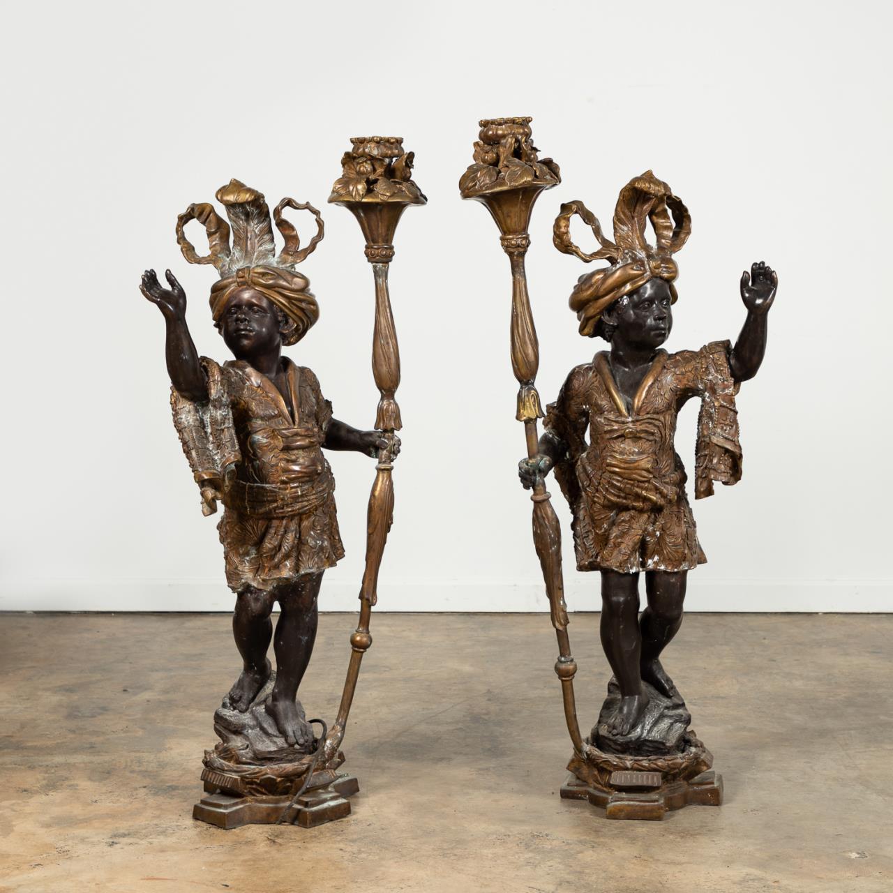 PAIR, BRONZE FLOOR STANDING