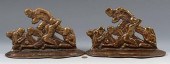 PAIR BRONZE FOOTBALL PLAYER BO