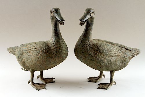 PAIR BRONZE FOUNTAIN FIGURES IN THE