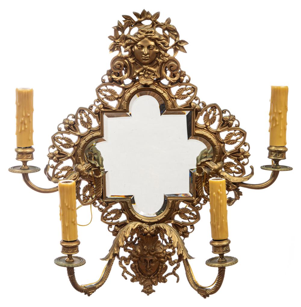 PAIR BRONZE FOUR-LIGHT MIRRORED