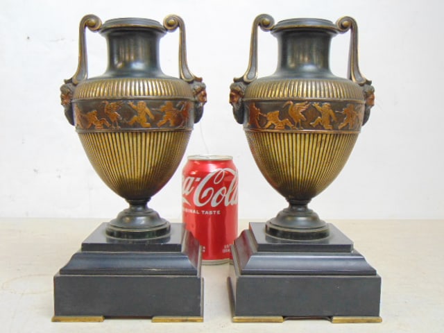 PAIR BRONZE GARNITURES WITH