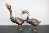 PAIR BRONZE GEESE, MADE IN JAP