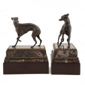 PAIR BRONZE GREYHOUND BOOKENDS