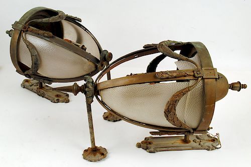 PAIR BRONZE LANTERN FORM WALL
