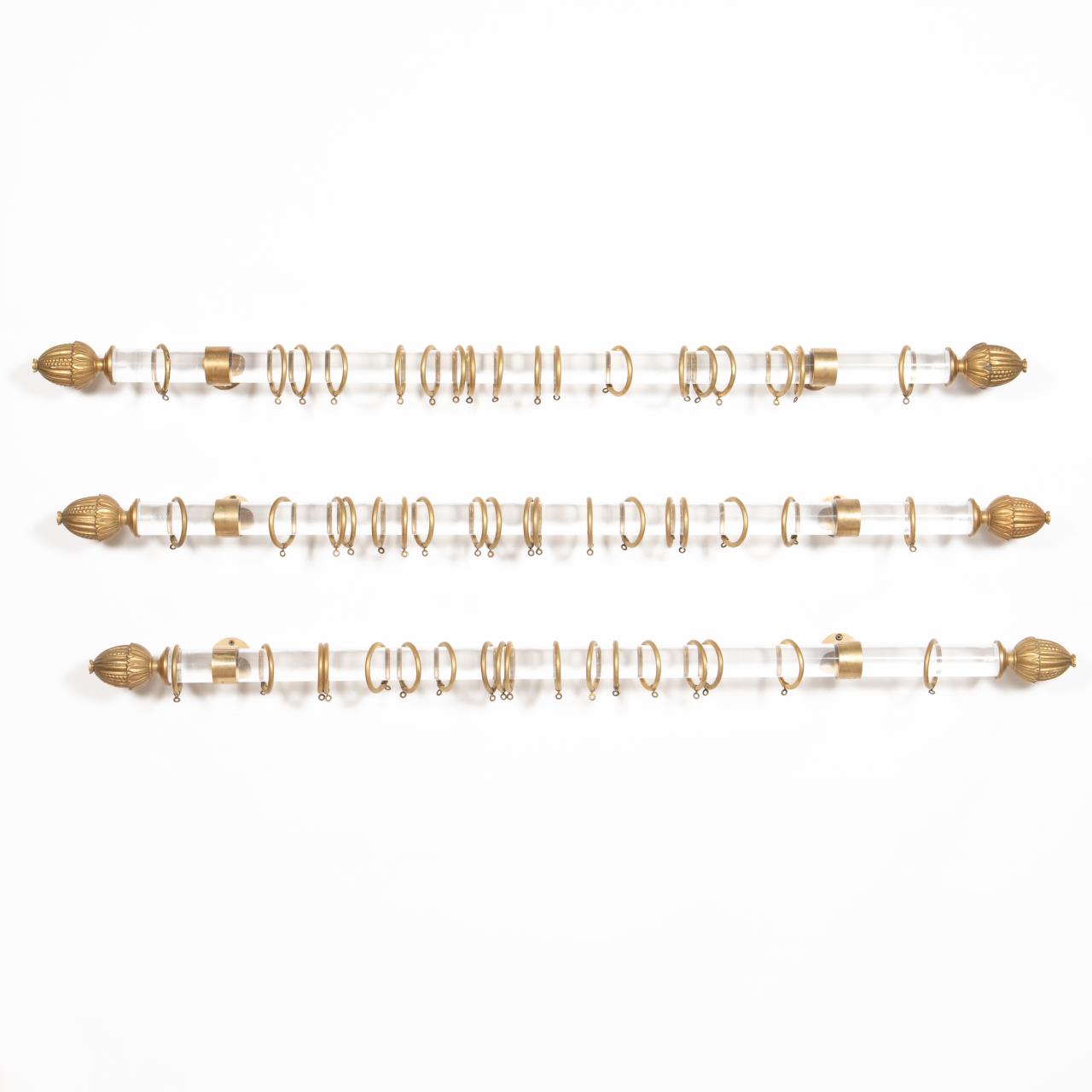 PAIR BRONZE & LUCITE DRAPERY
