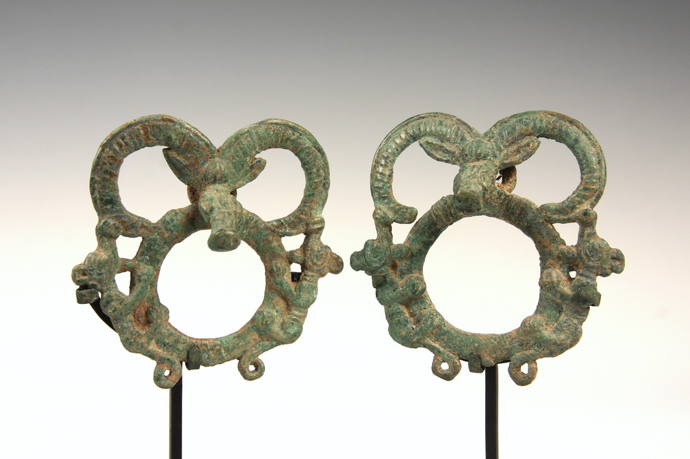 PAIR BRONZE LURISTAN MOUNTS - Circa