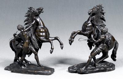 Pair bronze Marly horses, rearing