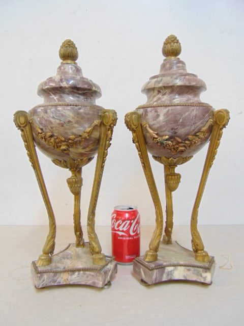 PAIR BRONZE MOUNTED MARBLE