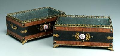 Pair bronze mounted planters: