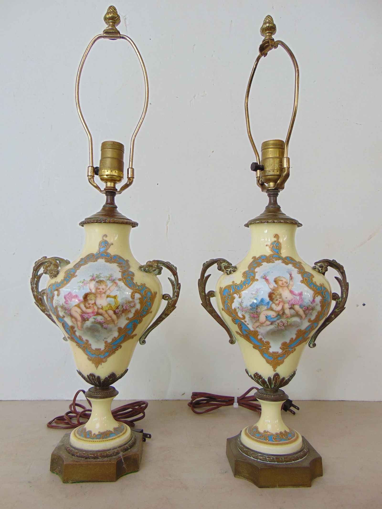 PAIR BRONZE MOUNTED SEVRES