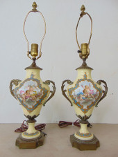 PAIR BRONZE MOUNTED SEVRES QUA